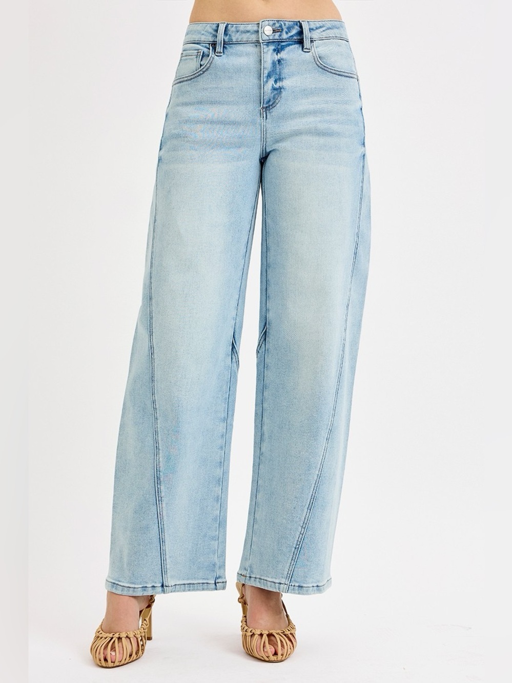 RISEN Full Size Mid Rise Fit Barrel Jeans Plus Size